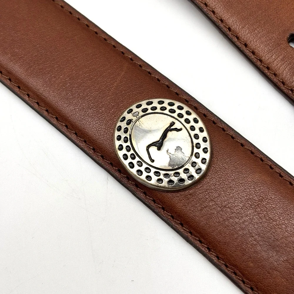 Vintage 90s PGA Tour Brown Full Grain Leather Concho Golf Belt 40 38-42
